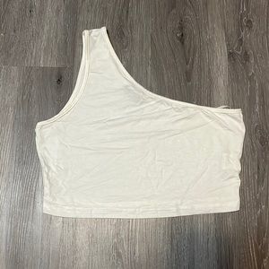 One shoulder solid crop